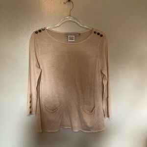 Gretchen Scott Sweater Lightweight Buttons Pocket Small